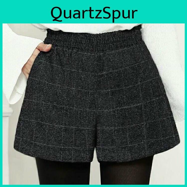 Damen Vintage Klassische Wollshorts Wilde Shorts Damen Elegant Hohe Taille Weites Bein Shorts Lässig