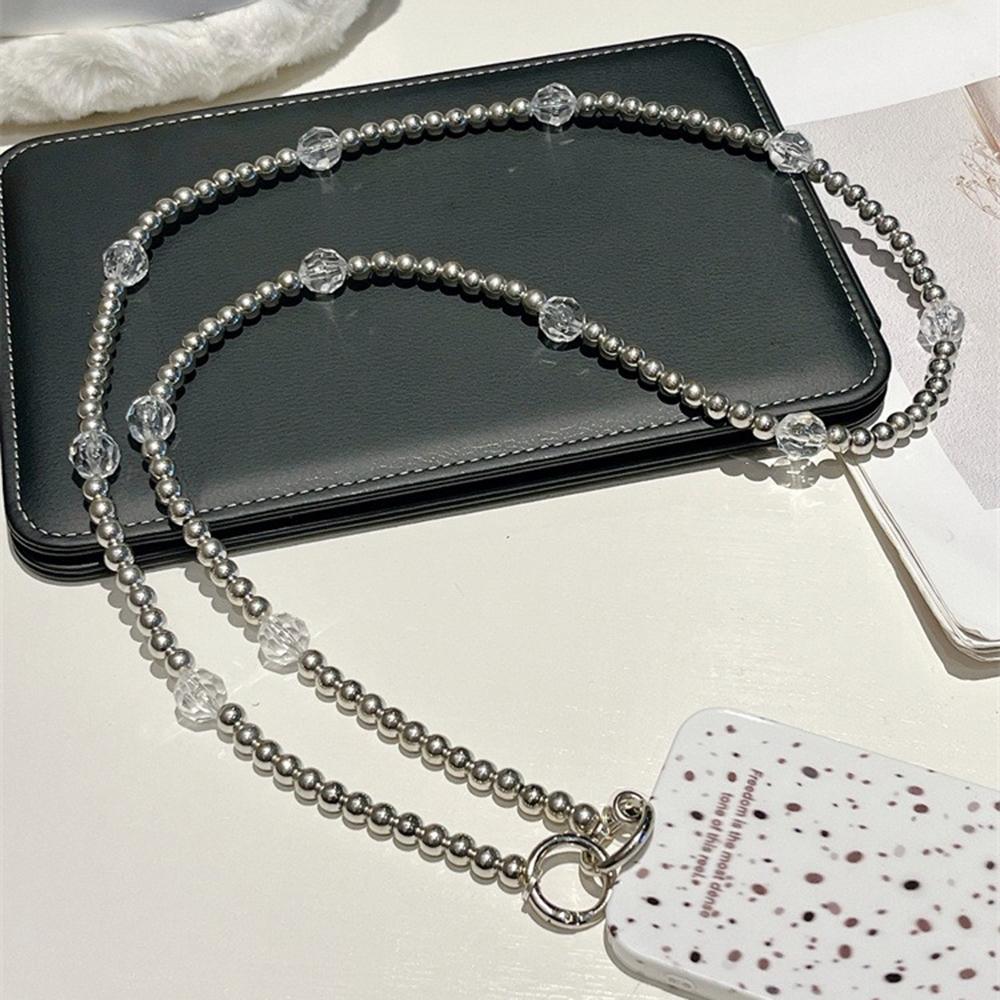 Perlebesatt Telefon-Lanyard Crossbody 1,2m Anti-Mistet Telefon-Smykkekjeder med Festelapp