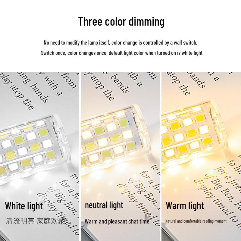 G9 LED G4 Pin Bulb, High Brightness, Energy-Saving, Flicker-Free, 220V Ceramic Tricolor Corn Light.