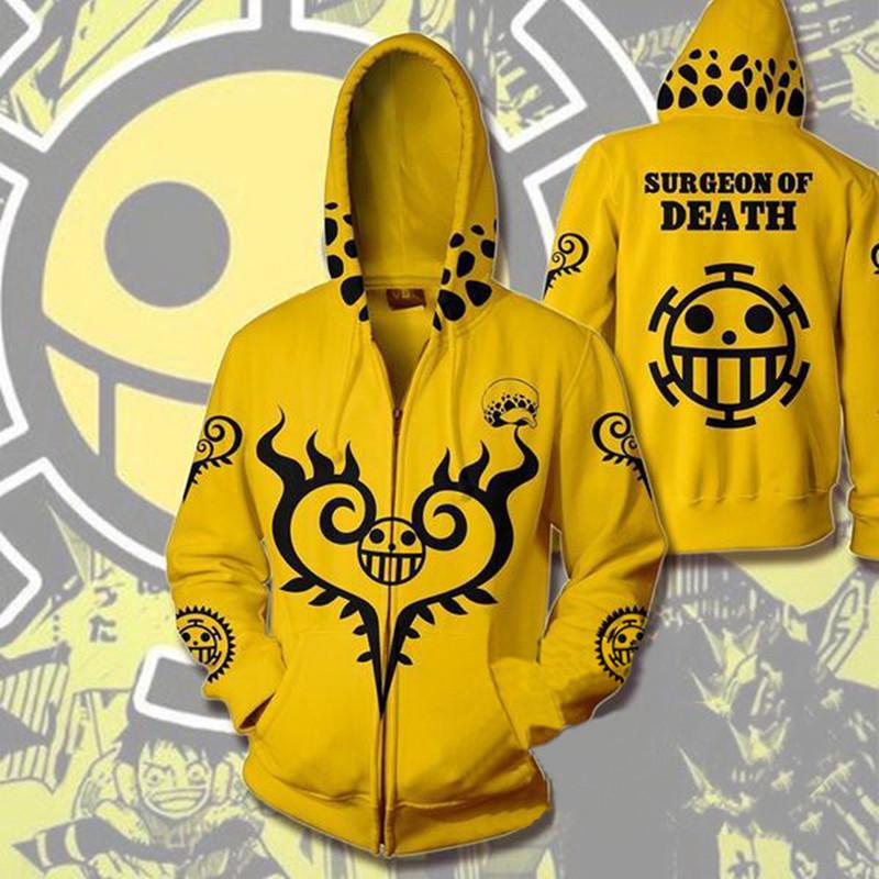 2021 One Piece Anime 3D Print Zipper Hoodie for Men