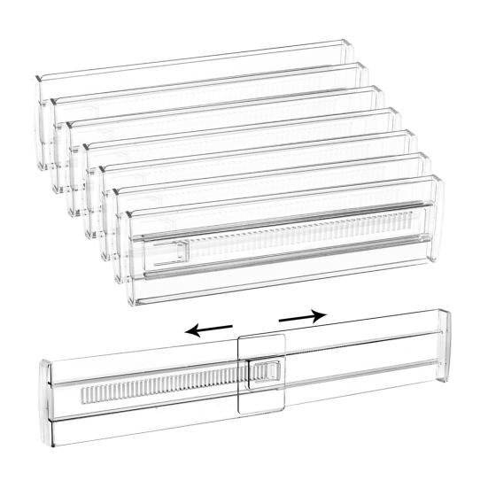 Adjustable Drawer Divider Clear Drawer Organizer Expandable Drawer Separator for Clothes Baby Utensils Cutlery Bedroom Kitchen Drawer Organization