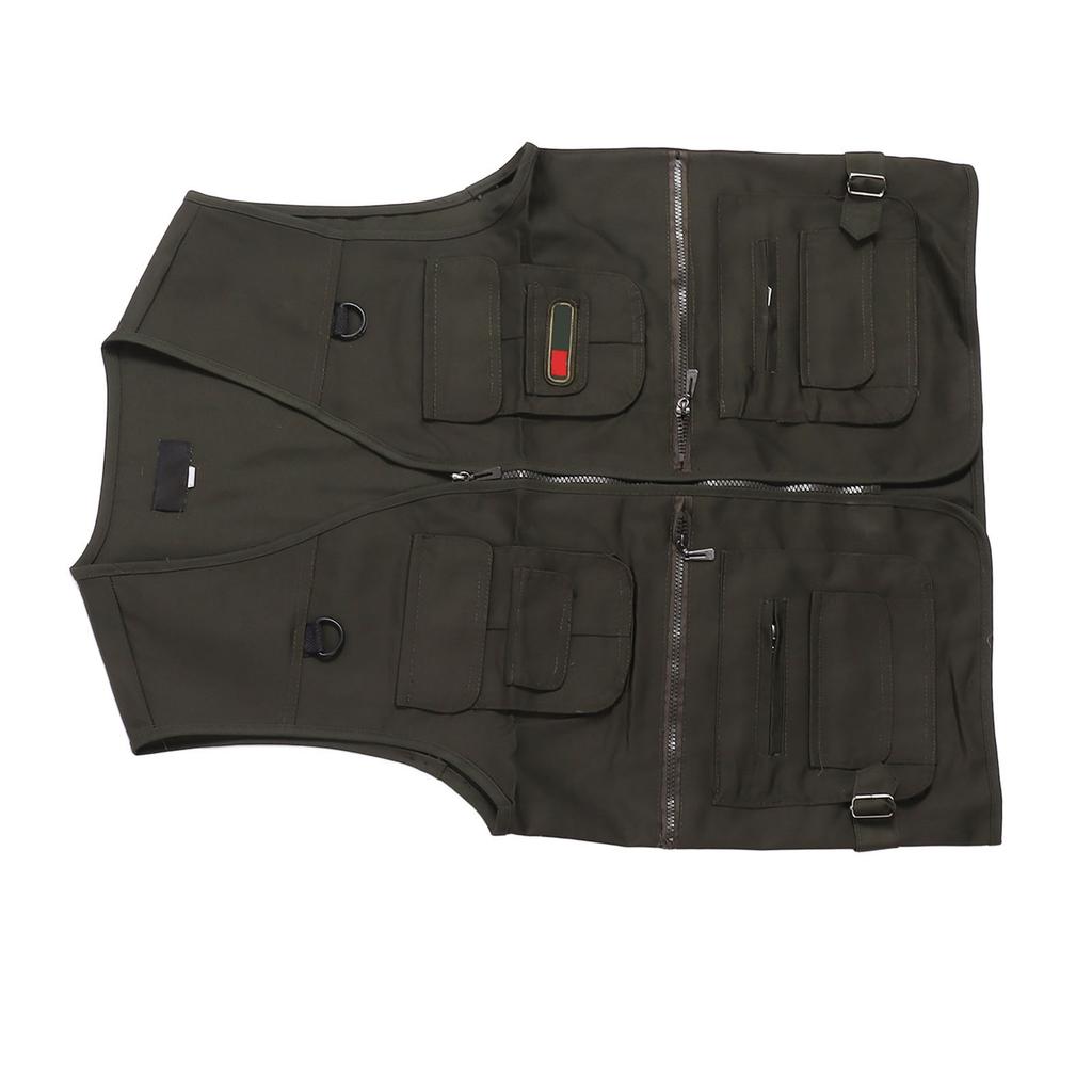 Fishing Vest Waistcoat Multiple Pockets Breathable OD Green Comfortable Vest for Outdoor 2XL