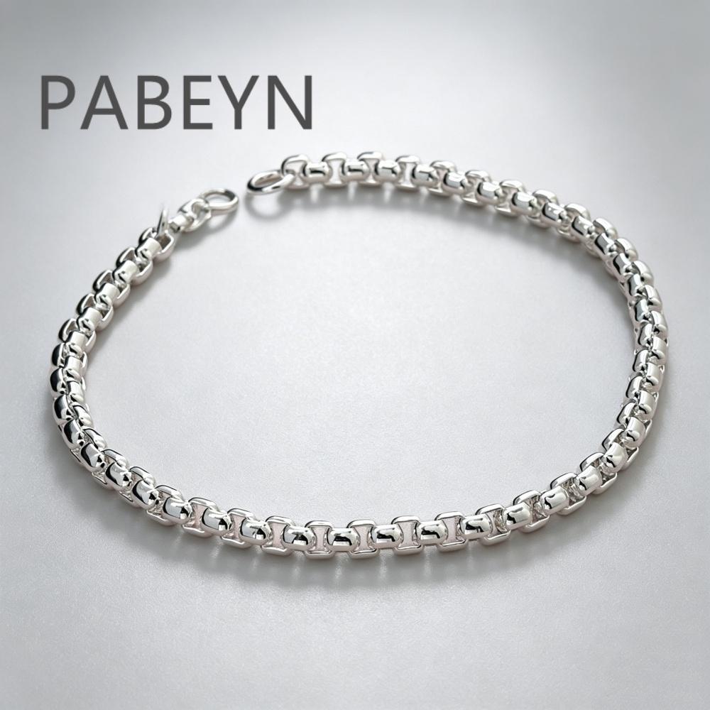 925 Sterling Silver Stylish Simple Round Box Bracelet Necklace Set, Birthday Party Anniversary Gift, Daily Wear
