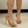 Foreign Trade Pointed Open-toed Cross-strap High Heels 2025 New Stiletto Sexy Fairy Large Size Women's Sandals