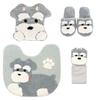 4-Piece Toilet Mat Set with Adhesive, Paper Holder Cover, Slippers, and Toilet Decor. Schnauzer Dog Design. Fundit Animal Design.