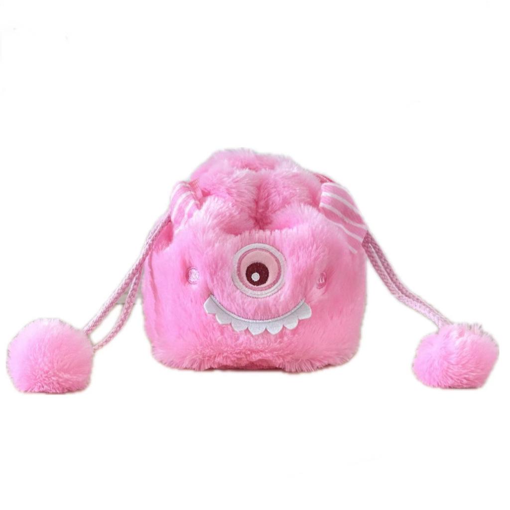 Rozkošný monster pompon stahovací kbelík - Roztomilá plyšová crossbody