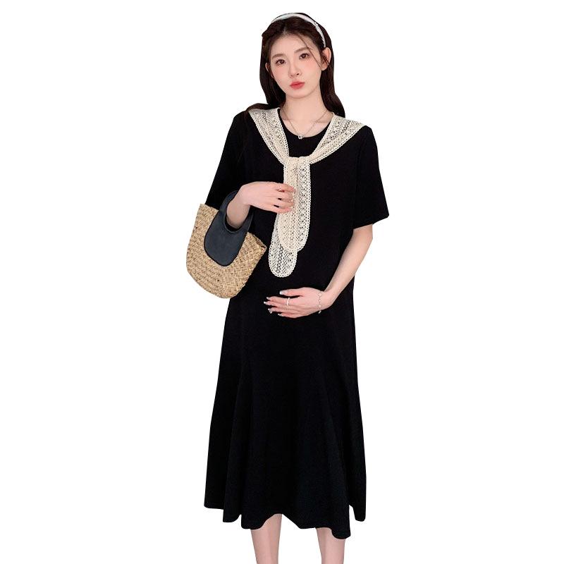 Maternity Summer Shawl Dress Faux Two-Piece 2026: New French Loose Long Skirt