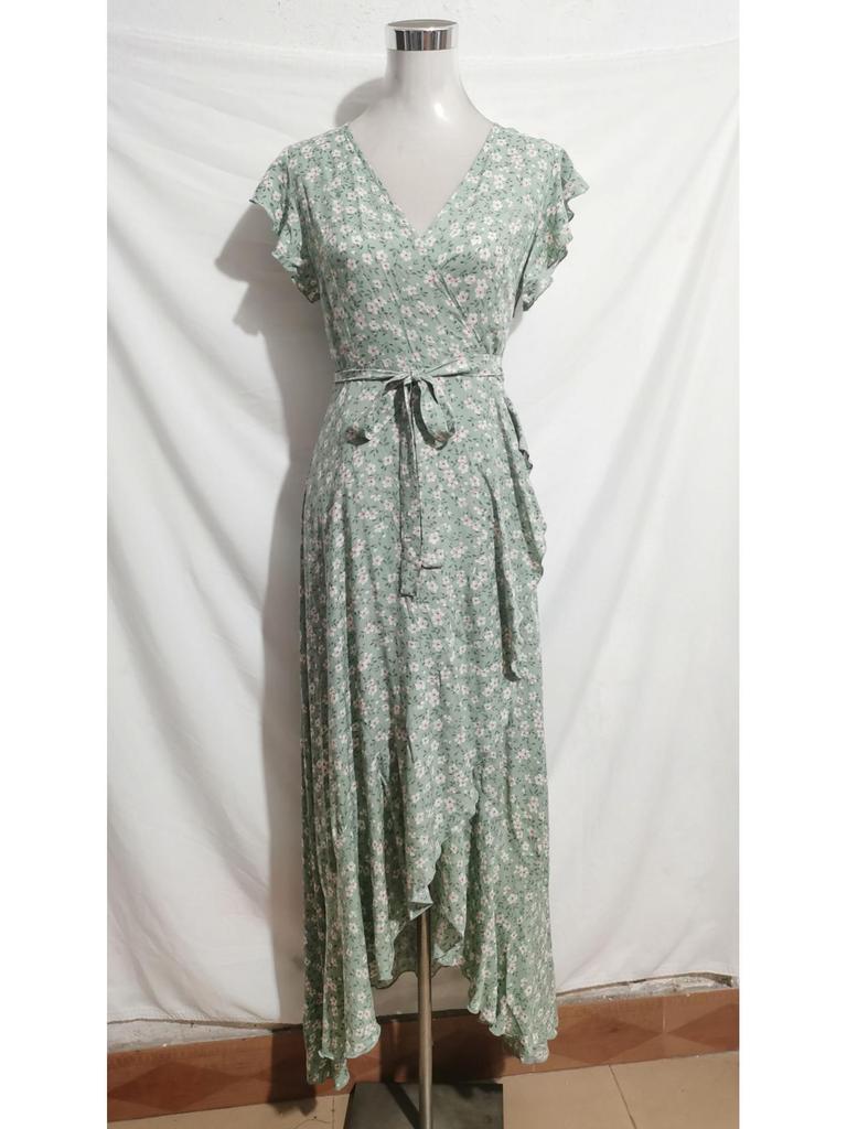 Benutzerdefiniertes V-Ausschnitt Böhmisches Urlaubs Slim-Fit Schnürkleid