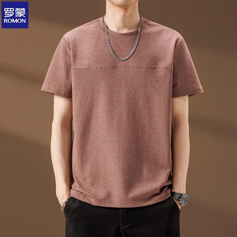 ROMON Men's Solid Color Short Sleeve Casual T-Shirt