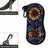 Vintage Botanical Floral Print Sunglasses Case, Decorative Retro Flower Pattern Eyewear Pouch, Protective Zipper Glasses Container for Women Travel