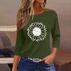 Women's Fashion Casual Round Neck 3/4 Sleeve Loose  Printed T-Shirt Ladies Top