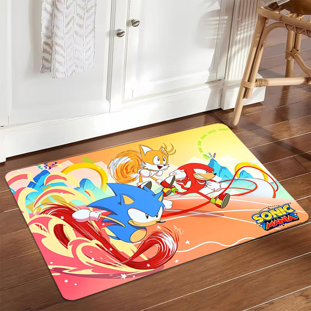Sonic The Hedgehog Group Decoration,Carpet,Living Room,Bedroom, Non-slip,Square rug