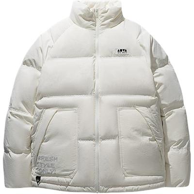 Anta Comfortable Casual Simple Stand Collar Zipper Loose Down Jacket Unisex Outerwear Ivory-White 172448902-1