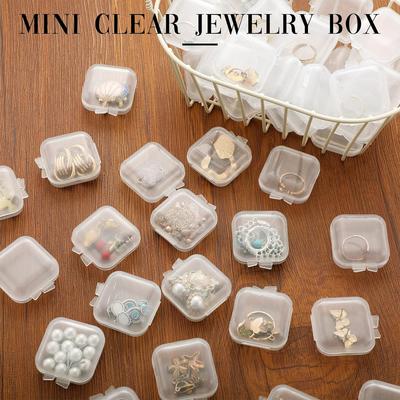 100pcs Mini Clear Plastic Storage Box Container With Lids Empty Hinged Boxes For Beads DIY Craft Jewelry Making Box for Earrings
