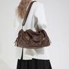 Faux Leather Duffel Bag Women's Fashion Shoulder Tote with Front Zip Pocket