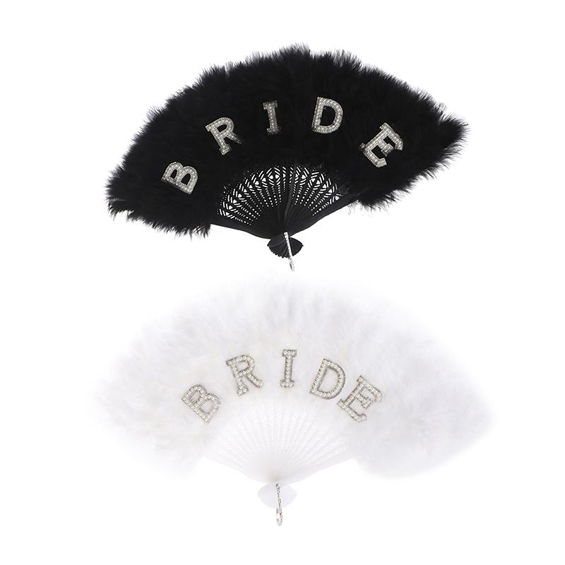 Hand Fan Photography Prop Feather Retro Style Folding Fan For Wedding Party Bride Hand Held Fan Decoration For Dance And Show