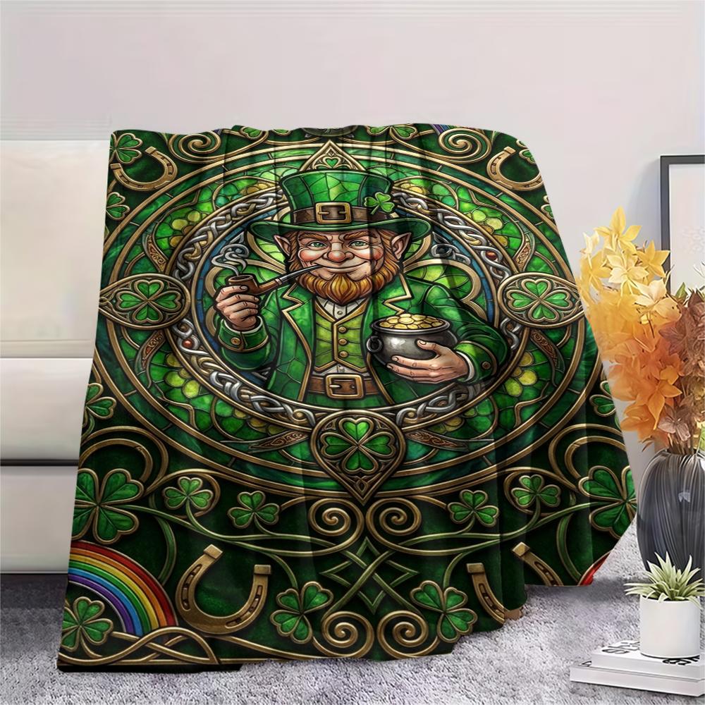 1 Stück St. Patrick's Day Motiv Flanelldecke, Hohe Qualität, Bequem für alle Jahreszeiten, Heimdekoration, Wärme und Komfort, Perfekt für Weihnachtsgeschenke W71