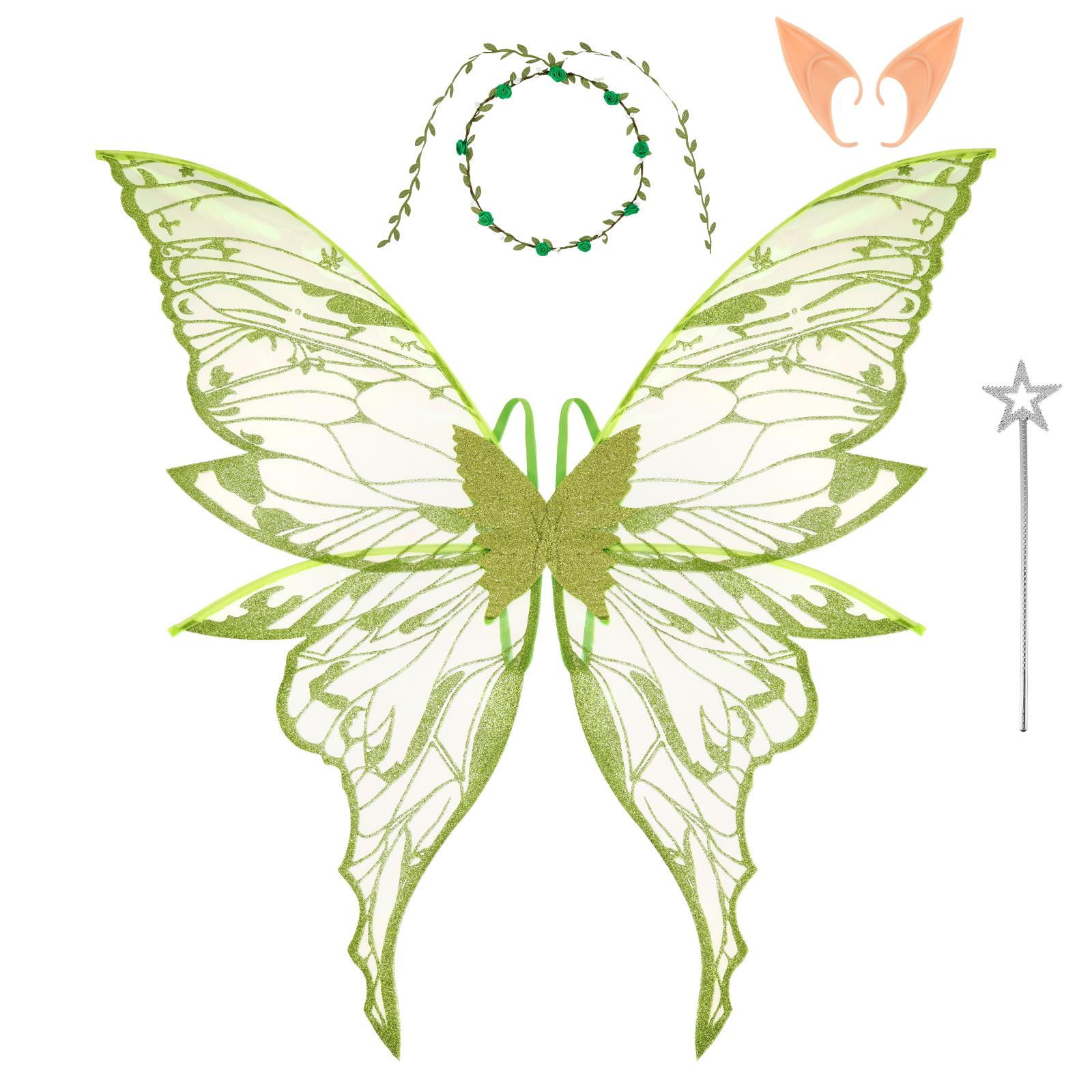 

Princess Elf Butterfly Wings Forest Elf Wings with Flowers Leaves for Cosplay Fairy Wings Cosplay Halloween Costumes for Girls