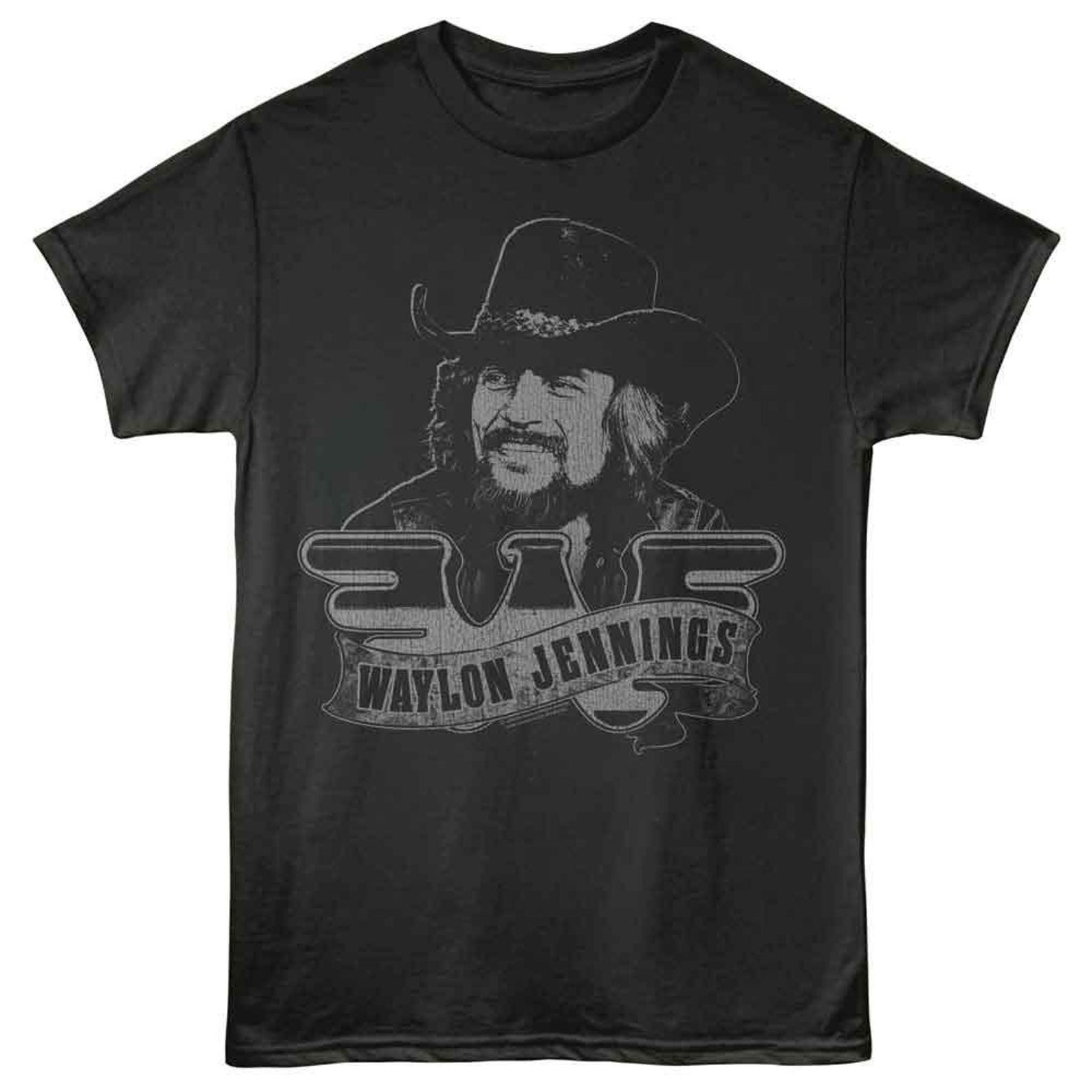Waylon Jennings Portrait and Logo Smoke T-Shirt 4XL