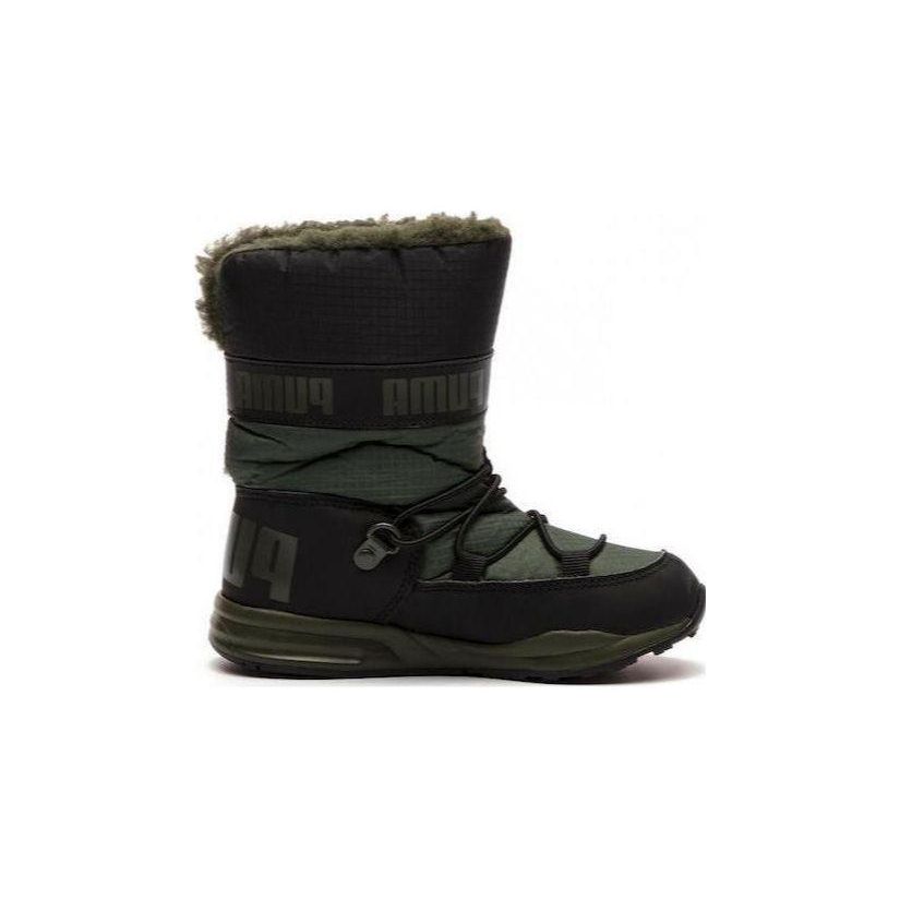 Puma Trinomic Boot Comfortable Versatile Simple Shock Absorbing Durable Kids Boots Kids boots Green Black 363978-04
