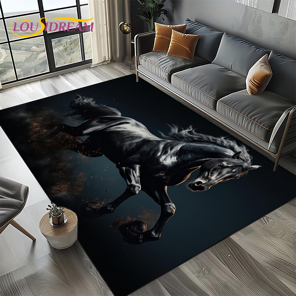 

HD Horse Pentium Gallant Steed 3D Animal Carpet Rug for Living Room Bedroom Home Sofa Decoration,Kid Area Rug Non-slip Floor Mat 40x60cm( 15x23in )