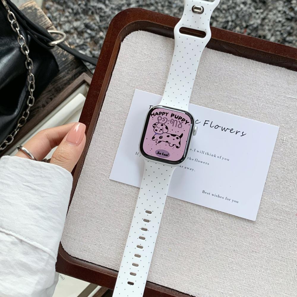 Wide Floral Polka Dot Silicone Strap Butterfly Buckle for Apple Watch Series12 11 10 SE1 2 3/Ultra4 3 2 38/42/45/49 mm