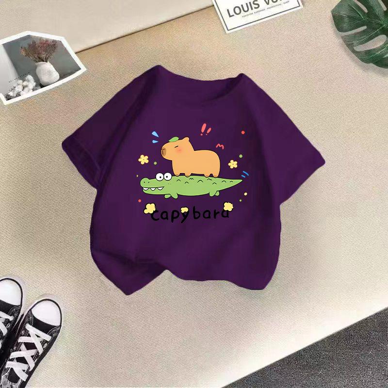 Children's Casual Short-sleeved T-shirt, Summer Boys' And Girls' Cute Capri Blouse