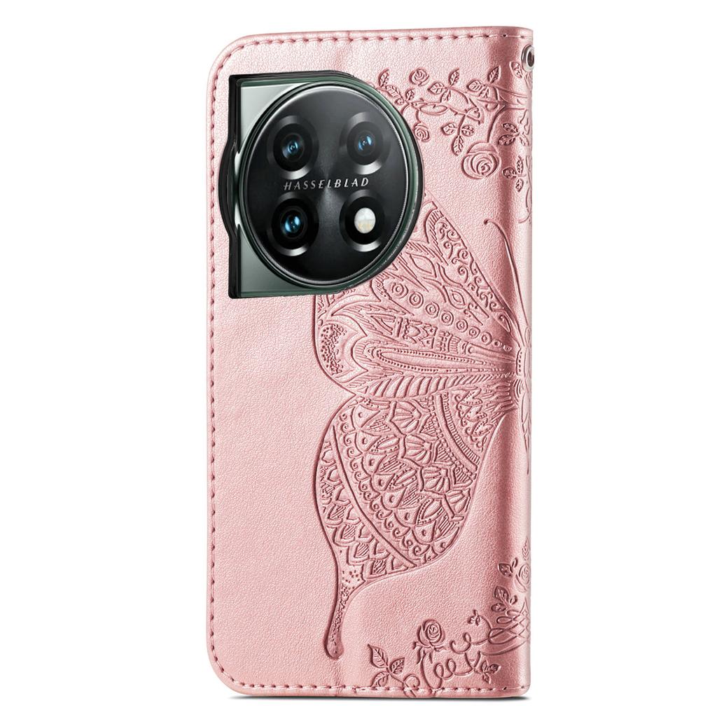For OnePlus 12 5G Case PU Leather Butterfly Pattern Magnetic Flip Phone Cover