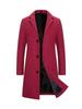 Spring Autumn Long Cotton Coat Wool Blend Pure Color Casual Business Fashion Men's Clothing Slim Windbreaker Jacket