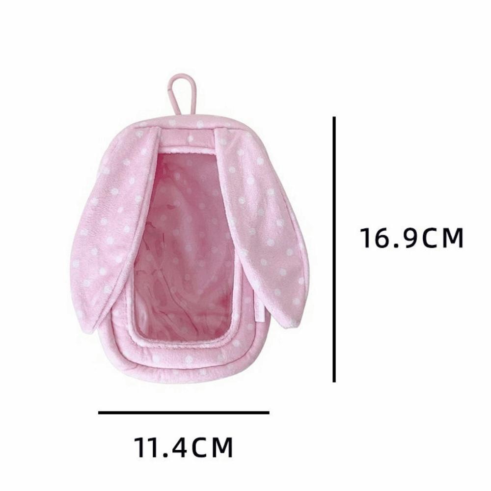 Polka Dot Carrying Bag 3D Stereo Shape Transparent Shell Figure Display Bag Bunny Ear Design 15Cm Storage Pouch Travel Carry