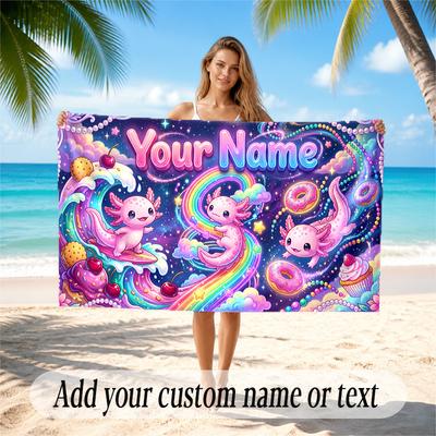 Fantasy Magic Theme Quick Dry Beach Towel Custom Name Text Print Large Sand Resistant Towel Beach Vacation