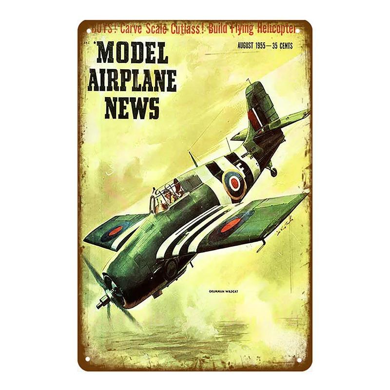 Vintage Airplane Metal Signs Fighter Jet Plane Posters Retro Aircraft Plate Metal Plaque Painting Living Room Home Wall Decor