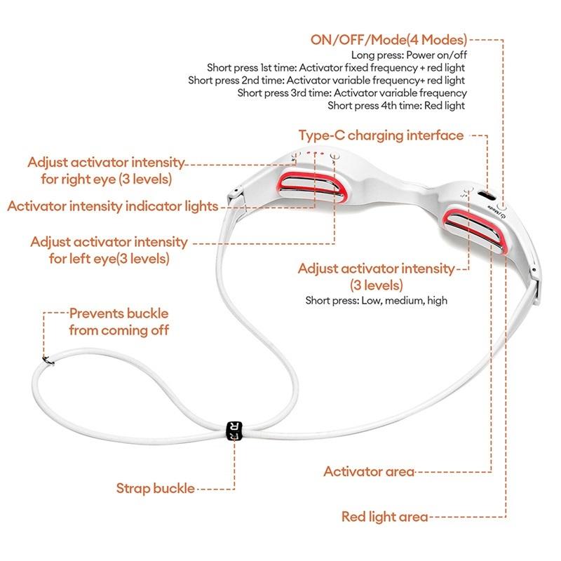 New 3D Eyes Massager Electric Eye Massage Glasses EMS Red Light Eye Care Lighten Dark Circles Eye Relax Massager