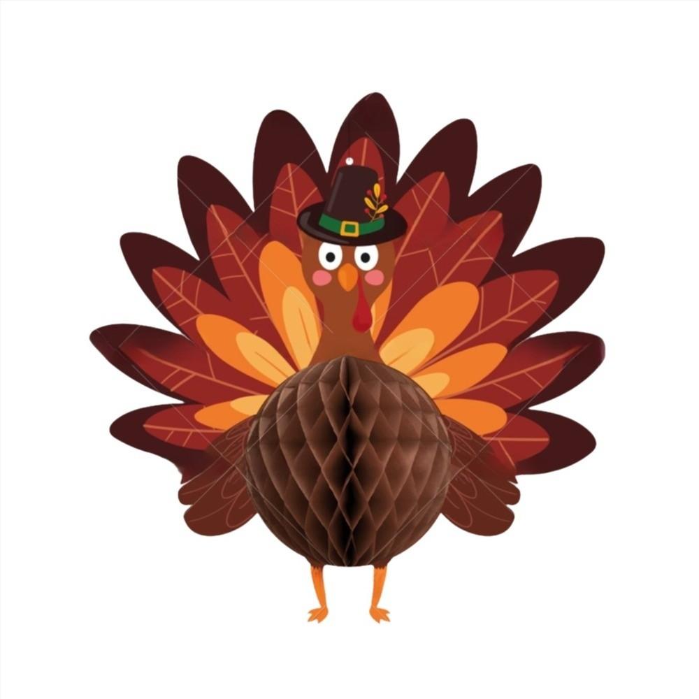 2pcs Thanksgiving Theme Thanksgiving Turkey Ornament Honeycomb Ball Party Hangings  Home Decoration