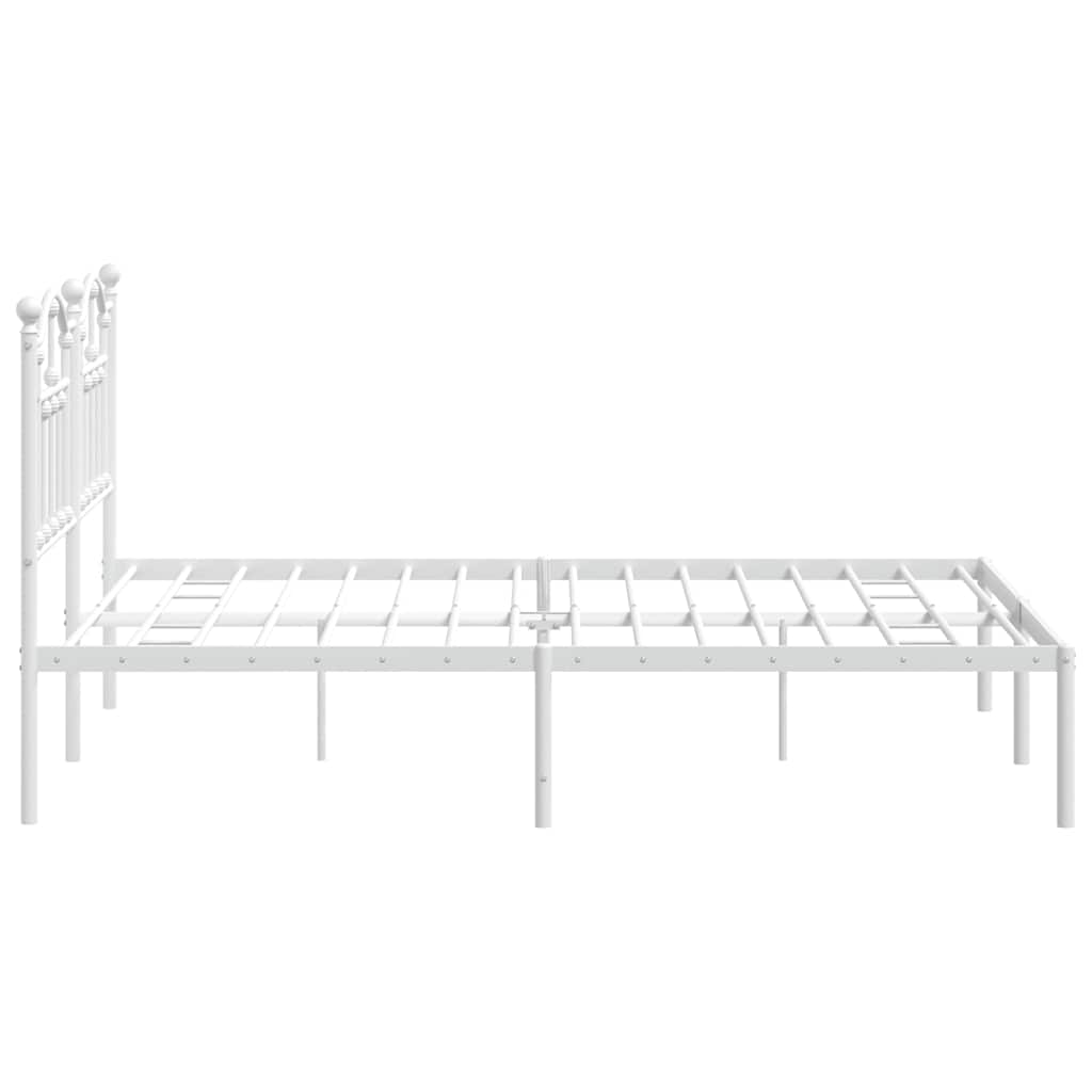 Metal Bed Frame with Headboard White 135 x 190 cm