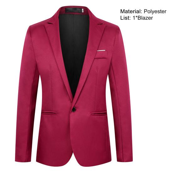Thin Type Pockets Men Blazer Long Sleeve Single Button Lapel Suit Jacket Male Clothing