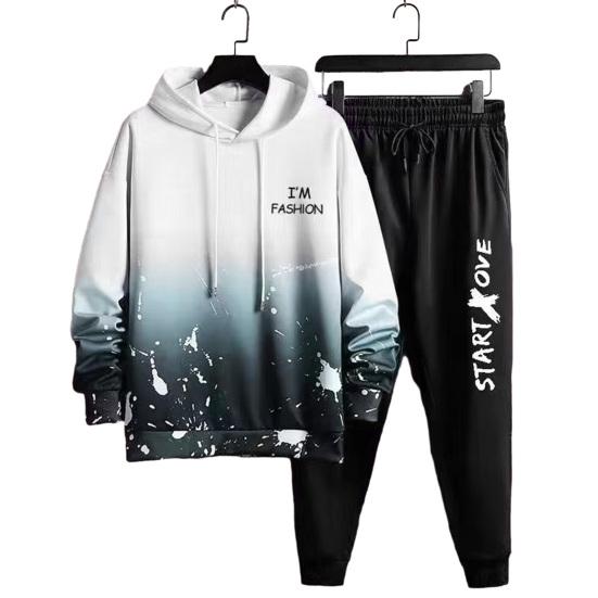 

Осень-зима, толстовка, брюки, костюм, дышащая ветрозащитная мужская толстовка с длинным рукавом, брюки на шнуровке, комплект спортивной одежды XL белый