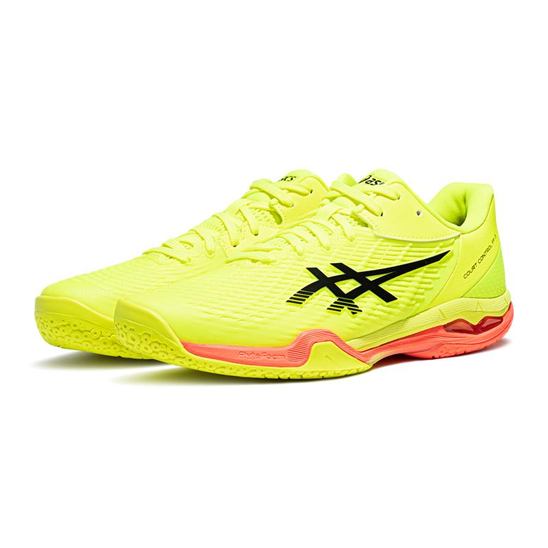 New Asics Court Control FF 3 Low Top Badminton Shoes Men's Yellow Green 1071A109-750