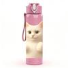 1PC Thumbs Up White Cat Bust Print 750ml Color Plastic Sports Water Bottle Leakproof Flip Straw Lid For Sports Office Home Use