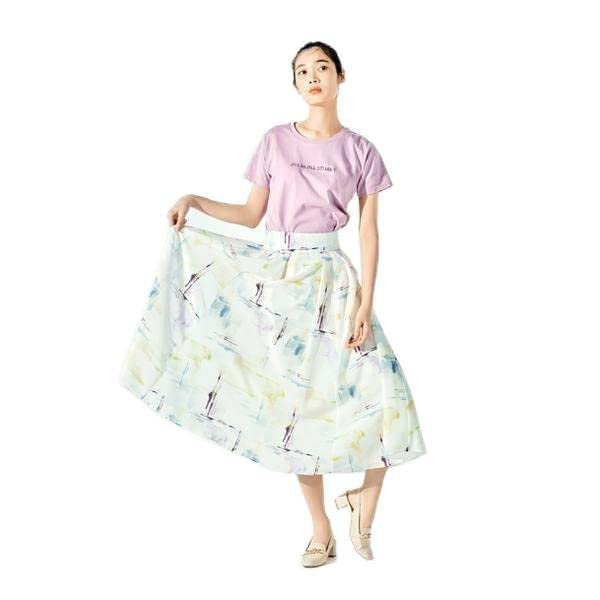 

[JILL by JILL STUART] [Pre-order: Scheduled to arrive late March - early April] Reflection Print Tucked Skirt