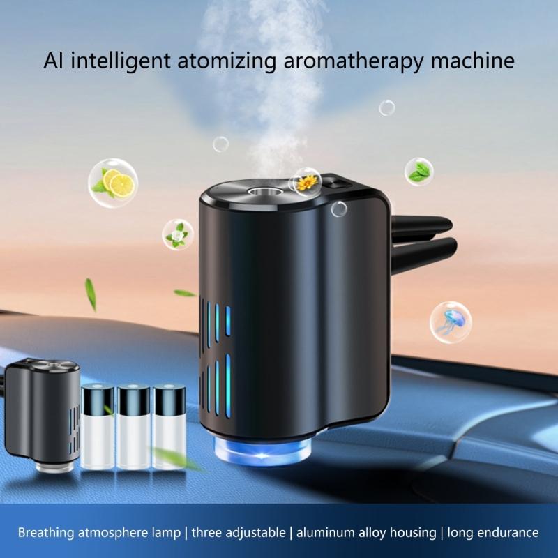 Car Air Freshener Diffuser with 3 Adjustment Light Effect Intelligent Air Freshener Rechargeable Aromatizante Para Carro