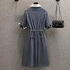 Mid Length Jeans Dress Women Chic Denim Dresses Streetwear POLO Collar Half Sleeve Elegant Y2k Casual Party A Line Vestidos