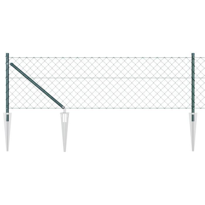 VidaXL Clôture en maillon avec 7 poteaux à pointe 0,8x10 m en acier galvanisé 3351156