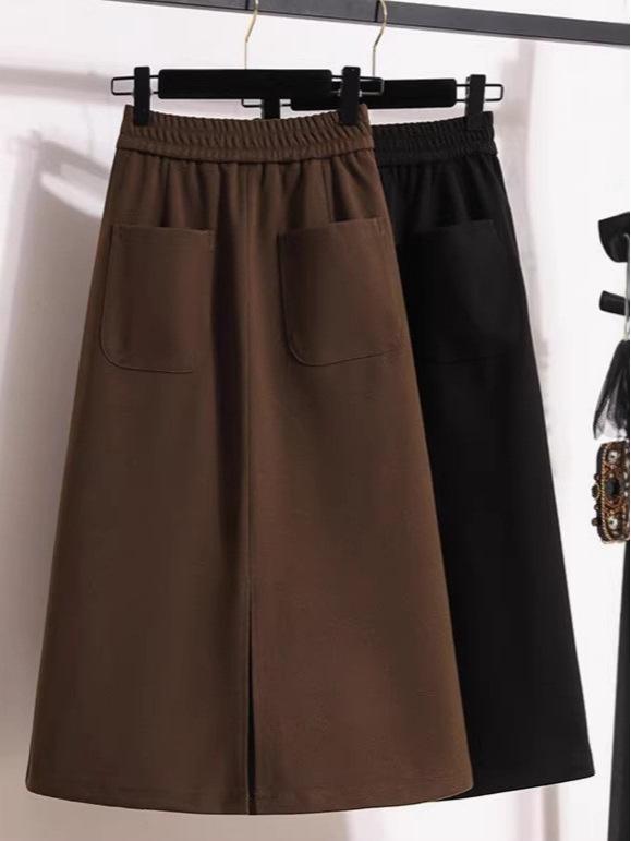 Damen High-Waist Samt A-Linien Midikleid - Figurschmeichelnd, Schlankmachend, Herbst/Winter Stil mit Schlitz