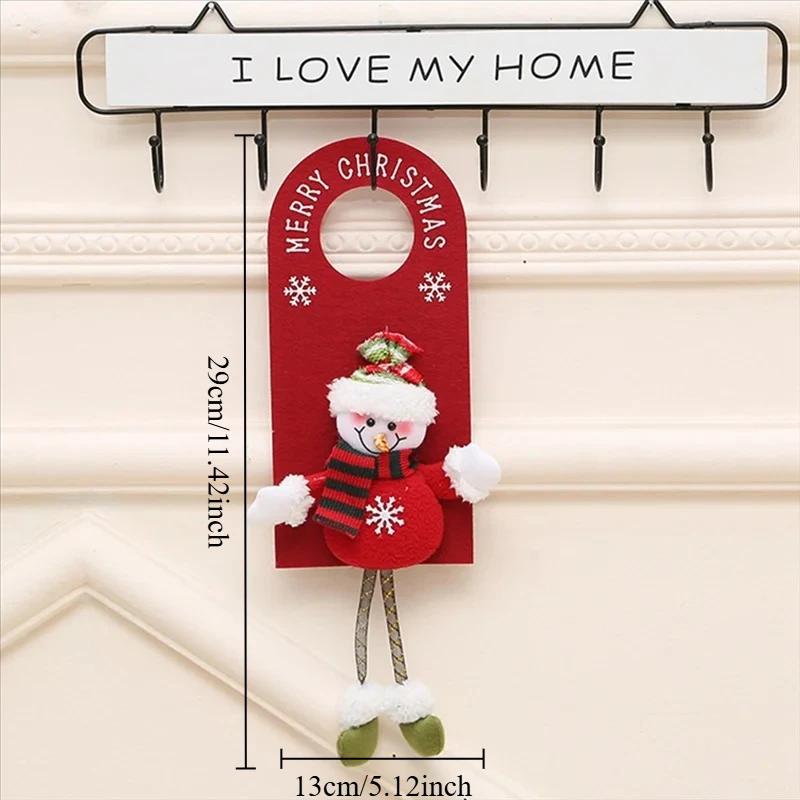 3pcs Christmas Door Knob Ornaments Festive Hanging Decorations Snowman Santa Claus Elk Ornaments for Home Party Xmas Tree Decor