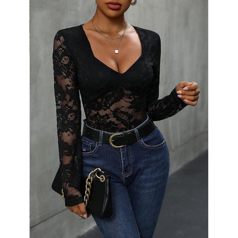 Women's Cross Border Solid Color Sexy Long Sleeve Jumpsuit