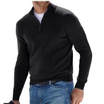 Herbst Winter Herren Sweatwear Warmer Pullover Einfarbig Halbreißverschluss Lässiger Pullover Schlanker V-Ausschnitt Langarm Herren Sweatshirts Top Herren Unterzieher