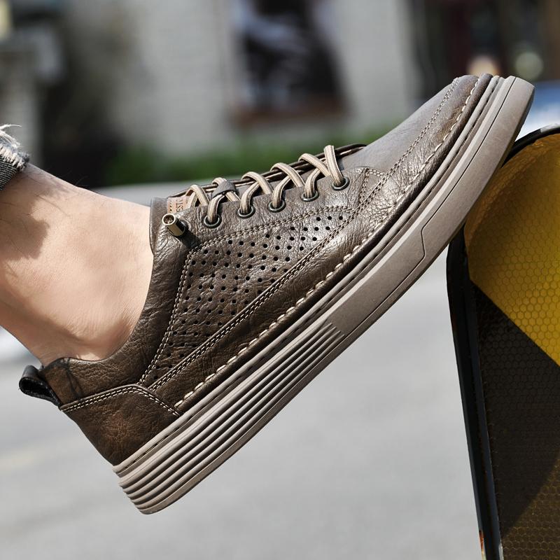 Fashion 2025 New Brand Men Casual Leather Breathable Walking Shoes Fashion Flat Designer Board Shoes Comfy Antiskid Lace Up Oxford Shoes