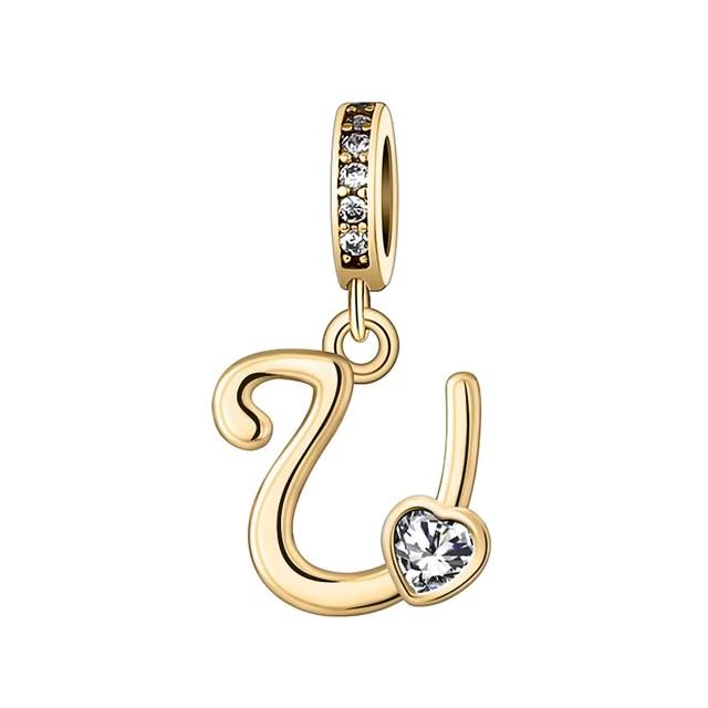 New Metal Rose Gold Light Two Tone 26 Letter English Pendant Charm Fit Ideal for Bracelets Necklaces Make your own Accessory Accessories Elegant