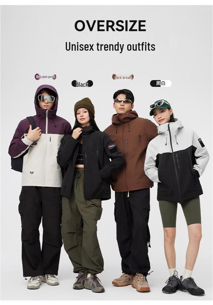 Unisex 3-in-1 Water-Repellent Fleece-Lined Ski Jacket for Autumn/Winter